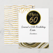 Happy 60th Birthday Black en Gold-thema Briefkaart (Voorkant / Achterkant)