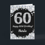 Happy 60th Birthday Black en Silver Glitter Card Kaart<br><div class="desc">Happy 60th Birthday Black en Silver Glitter Card met persoonlijke naam. Voor verdere aanpassing,  te klikken gelieve de knoop "van de Aanpassing het"en ons ontwerphulpmiddel te gebruiken om deze sjabloon te wijzigen.</div>
