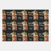 Happy 60th Birthday Black Gold Foliage Photo  Inpakpapier Vel (Voorkant 2)