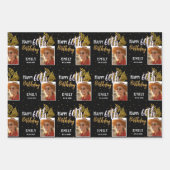 Happy 60th Birthday Black Gold Foliage Photo  Inpakpapier Vel (Voorkant)