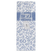 Happy 60th Birthday Blue and White Number Pattern Wijn Cadeautas (Voorkant)