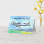 Happy 60th Birthday Brother  Airplane Kaart<br><div class="desc">Een gelukkige verjaardagskaart voor een broer of eenieder die geniet van het vliegen met een vliegtuig van de luchtmacht met een blauw en wit rond symbool aan de zijkant, met de piloot die over rolheuvels vliegt op een kalme zonnige dag, geïllustreerd met waterverf. U kunt de kaart aanpassen voor een...</div>