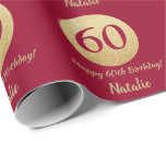 Happy 60th Birthday Burgundy Red en Gold Glitter Cadeaupapier<br><div class="desc">Fijne 60ste verjaardag Burgundy Red en Gold Glitter Wrapping Paper met persoonlijke naam. Voor verdere aanpassing,  te klikken gelieve de knoop "van de Aanpassing het"en ons ontwerphulpmiddel te gebruiken om deze sjabloon te wijzigen.</div>