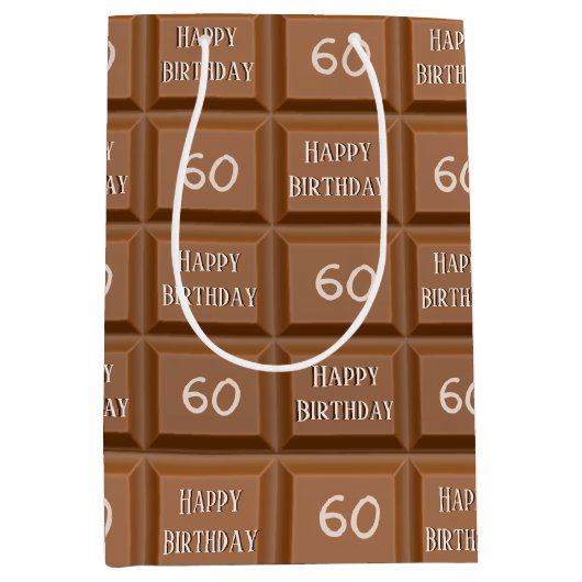 Happy 60th Birthday Chocolate Snoep Bar Medium Cadeauzakje (Voorkant)