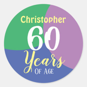Happy 60th Birthday Classic Ronde Sticker