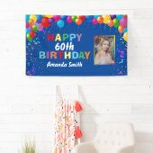 Happy 60th Birthday Colorful Balloons Blue Spandoek (Insitu)