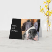 Happy 60th Birthday Cool Boxer Dog Wenskaart Kaart (Gele Bloem)