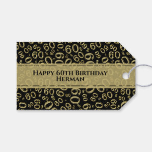 Happy 60th Birthday Cool Gold/Black Number Pattern Cadeaulabel