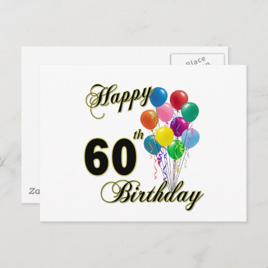Happy 60th Birthday Gifts en Birthday Apparel Briefkaart (Voorkant / Achterkant)