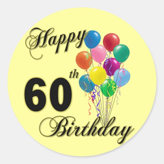 Happy 60th Birthday Gifts en Birthday Apparel Ronde Sticker (Voorkant)