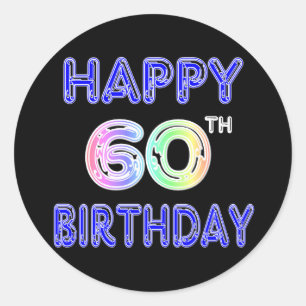 Happy 60th Birthday Gifts in ballonlettertype Ronde Sticker
