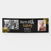 Happy 60th Birthday Gold Foliage 3 Photo Backdrop Spandoek (Horizontaal)