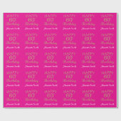 Happy 60th Birthday Gold Glitter en Hot Pink Cadeaupapier (Vlak)