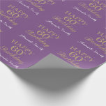 Happy 60th Birthday Gold Glitter en Paars Cadeaupapier<br><div class="desc">Fijne 60ste verjaardag Gold Glitter en Paars Lila Lavender Wrapping Paper met persoonlijke naam. Voor verdere aanpassing,  te klikken gelieve de knoop "van de Aanpassing het"en ons ontwerphulpmiddel te gebruiken om deze sjabloon te wijzigen.</div>