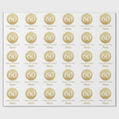 Happy 60th Birthday Gold Glitter en White Cadeaupapier (Vlak)