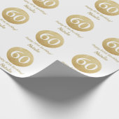 Happy 60th Birthday Gold Glitter en White Cadeaupapier (Hoek)