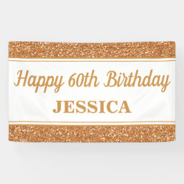 Happy 60th Birthday Gold Glitter Spandoek
