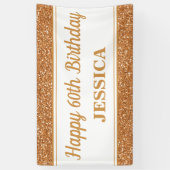 Happy 60th Birthday Gold Glitter Spandoek (Verticaal)