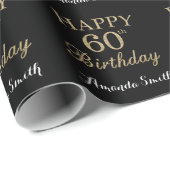 Happy 60th Birthday Gold Glitter Wrapping Paper Cadeaupapier (Rol Hoek)