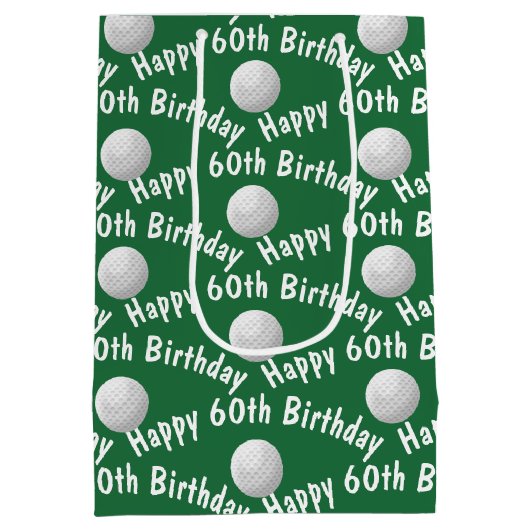 Happy 60th Birthday Golf Balls Medium Cadeauzakje (Achterkant)