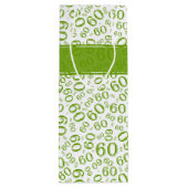 Happy 60th Birthday Green and White Number Pattern Wijn Cadeautas (Achterkant)