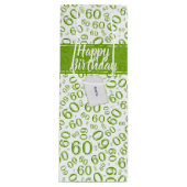 Happy 60th Birthday Green and White Number Pattern Wijn Cadeautas (Voorkant)