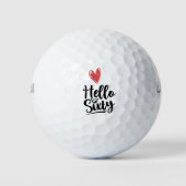 Happy 60th Birthday Hallo 60ty Love red hart Golfballen (Voorkant)