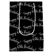 Happy 60th Birthday in zwart Medium Cadeauzakje (Achterkant)