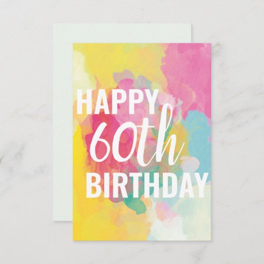 Happy 60th Birthday Kaart ("Gradients Waterverf") (Voorkant / Achterkant)