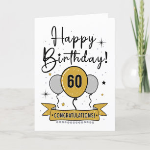 Happy 60th Birthday Kaart in goud