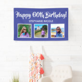 Happy 60th Birthday Lavender gepersonaliseerde 3 f Spandoek (Insitu)