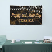 Happy 60th Birthday Lights Goud Zwart Spandoek (Beurs)