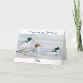 Happy 60th Birthday Merganser Goosander Bird Kaart