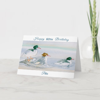 Happy 60th Birthday Merganser Goosander Bird Kaart