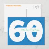 Happy 60th Birthday Milestone Briefkaarten - in he (Voorkant / Achterkant)