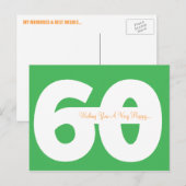Happy 60th Birthday Milestone Briefkaarten - in he (Voorkant / Achterkant)