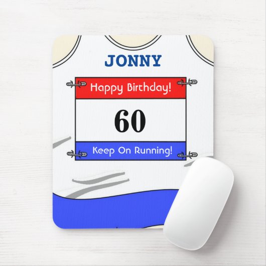 Happy 60th Birthday Mouse Mat for a Runner Muismat (Met muis)