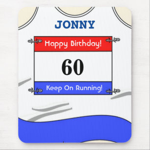 Happy 60th Birthday Mouse Mat for a Runner Muismat