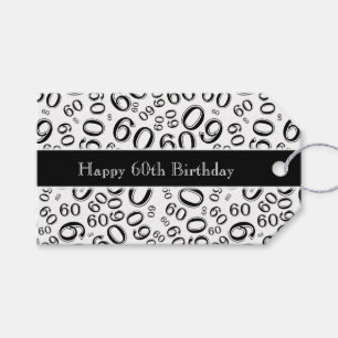 Happy 60th Birthday Number Pattern Black/White Cadeaulabel