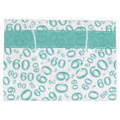 Happy 60th Birthday Number Pattern Blauwgroen/Whit Groot Cadeauzakje (Achterkant)