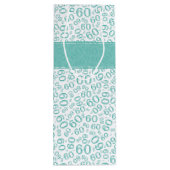 Happy 60th Birthday Number Pattern Blauwgroen/Whit Wijn Cadeautas (Achterkant)