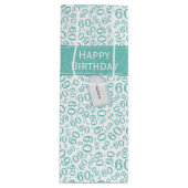 Happy 60th Birthday Number Pattern Blauwgroen/Whit Wijn Cadeautas (Voorkant)