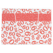 Happy 60th Birthday Number Pattern Coral/White Groot Cadeauzakje (Achterkant)