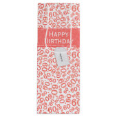 Happy 60th Birthday Number Pattern Coral/White Wijn Cadeautas (Voorkant)