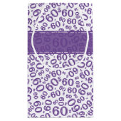 Happy 60th Birthday Number Pattern Paars/White Klein Cadeauzakje (Achterkant)