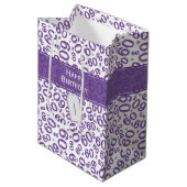 Happy 60th Birthday Number Pattern Paars/White Medium Cadeauzakje (Voorkant Gekanteld)