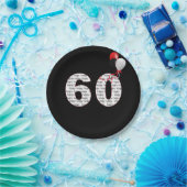 Happy 60th Birthday on Black Papieren Bordje (Feest)