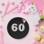 Happy 60th Birthday on Black Papieren Bordje (Feest)