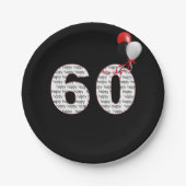 Happy 60th Birthday on Black Papieren Bordje (Voorkant)