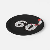 Happy 60th Birthday on Black Papieren Bordje (Gekanteld)
